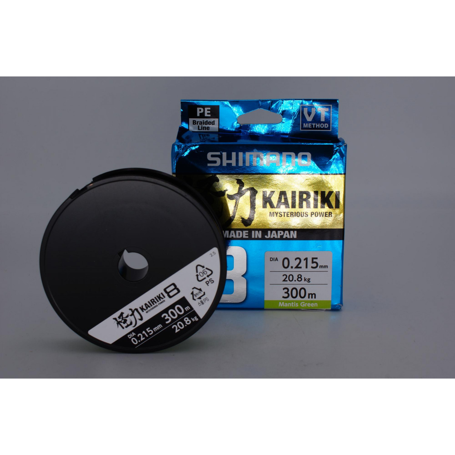 Shimano Kairiki 8, 300m, 0,22mm, 20.8 / 45,86lbs, Mantis Green, 8 times braided  fishing line, packaging damaged